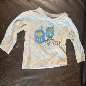 Gray Kids Long Sleeve Shirt with Blue and Yellow Design